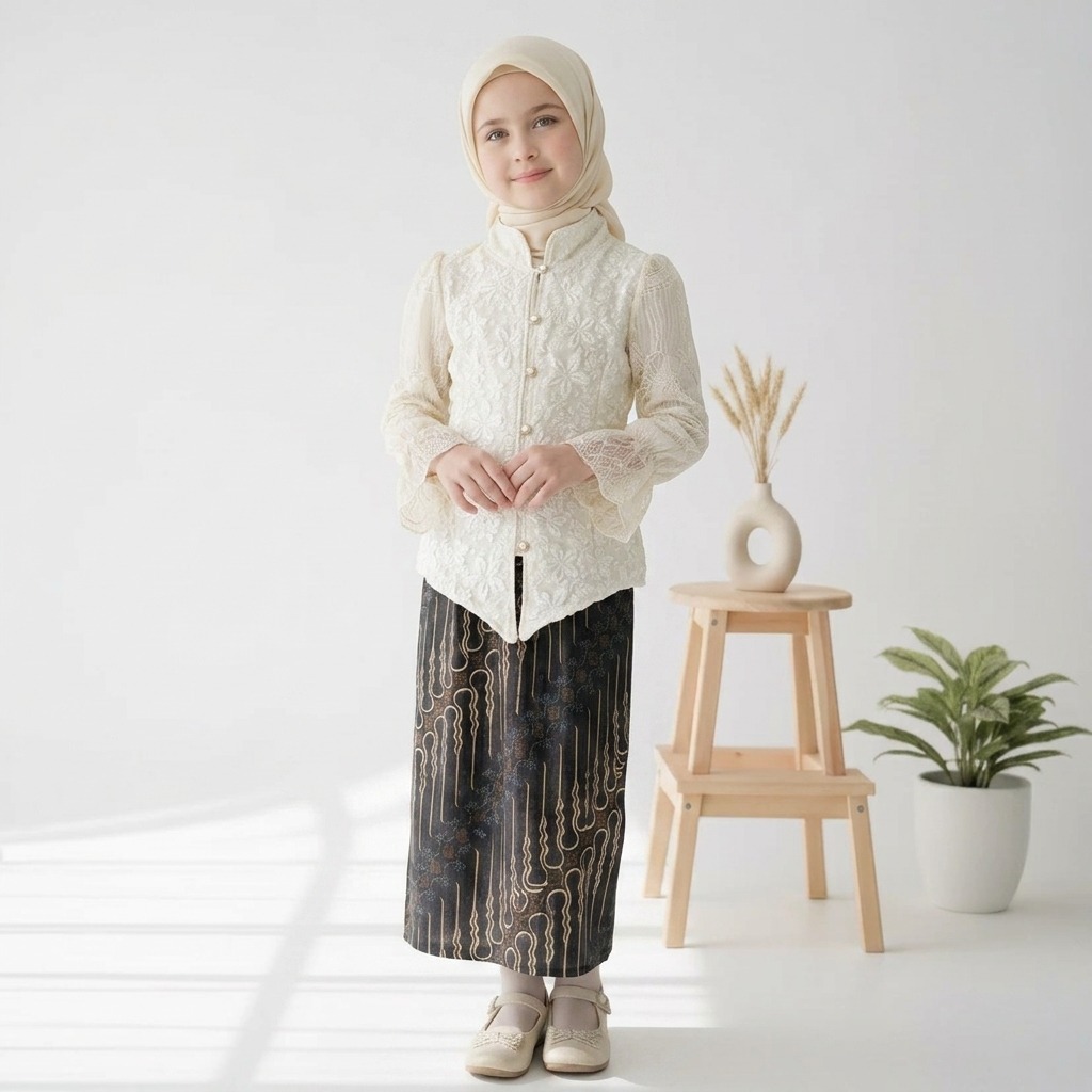 Delova Kids - KEBAYA LAKSMITA ANAK Embos Jaguard mix Cantily Vintage Formal Kartini Wisuda Kondangan