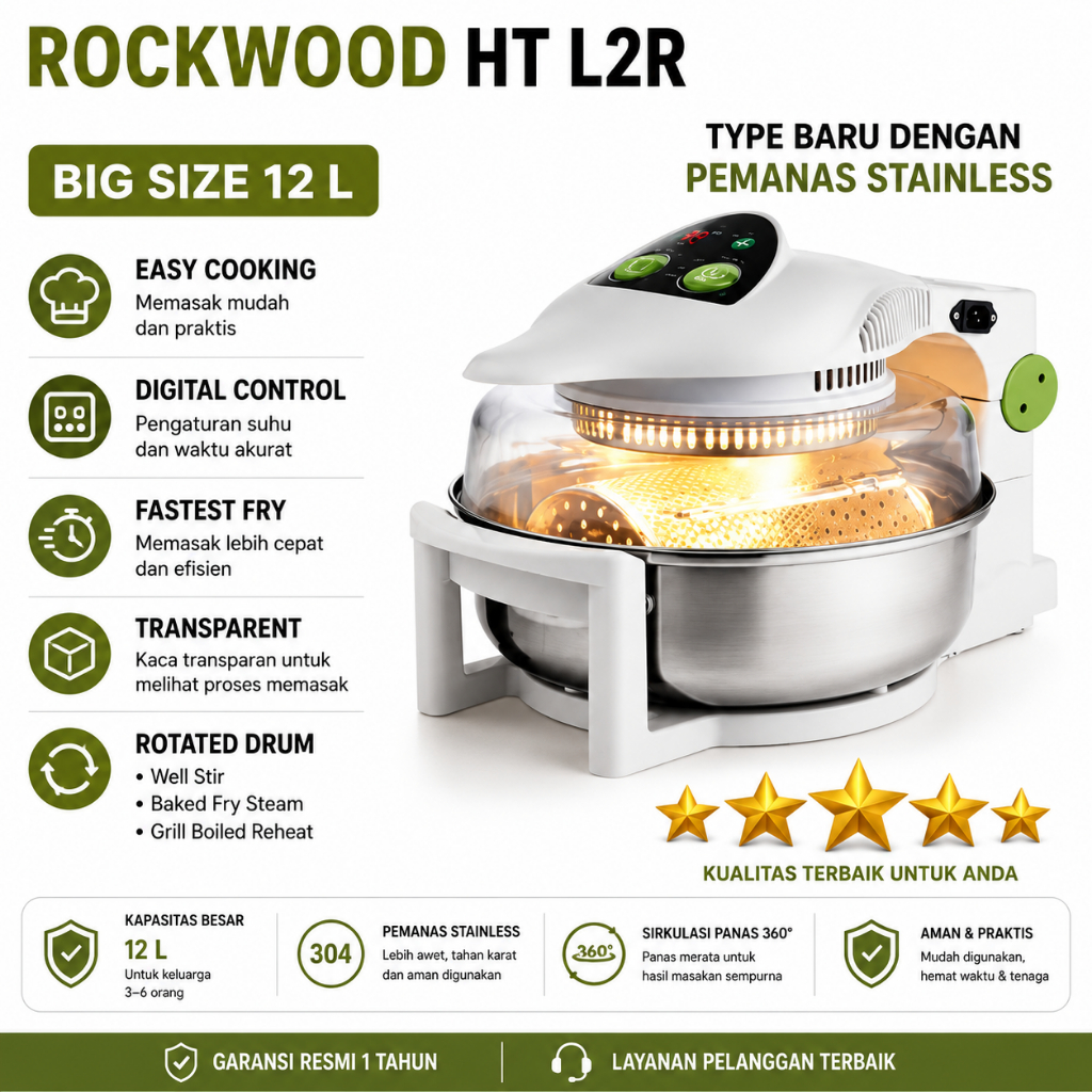 Air Fryer Turbo Technology 12 liter Rockwood HTL-2R