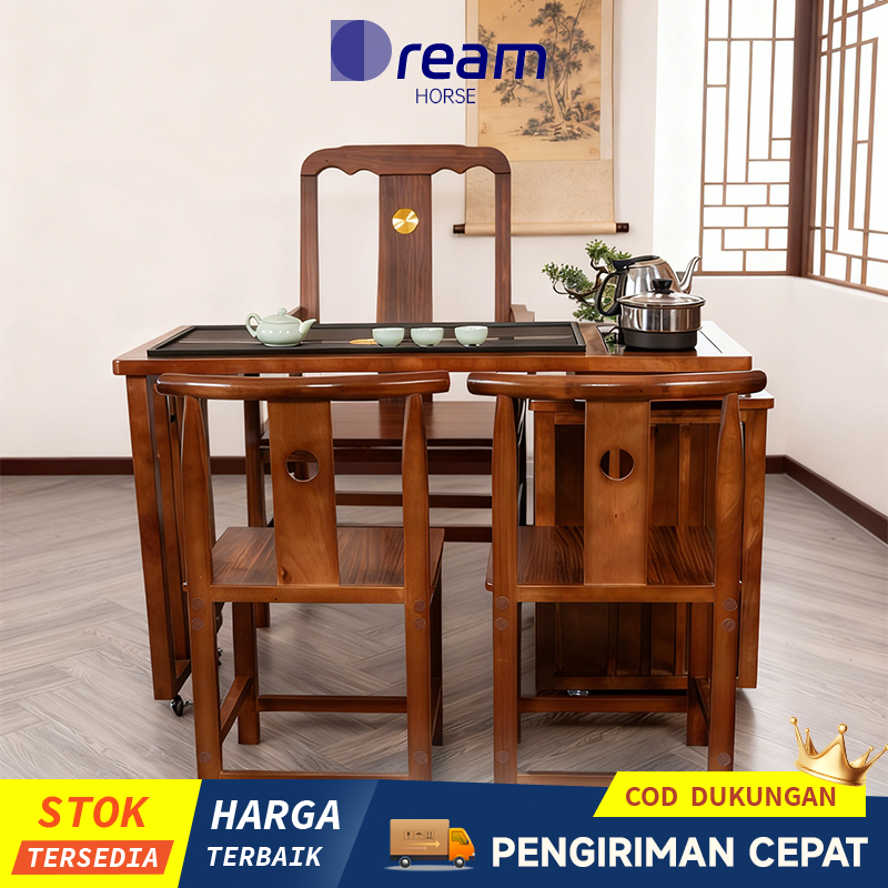 COD Meja Teh/Meja Tamu/Meja Resepsi/Meja Teh Putar/Meja Teh Dilengkapi Kompor/Set Meja Kursi Teh