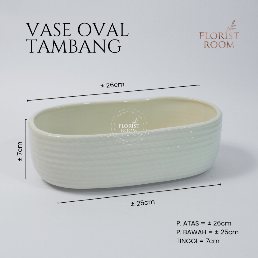 Vase Keramik Oval Tambang - Vas Bunga - Table Decoration