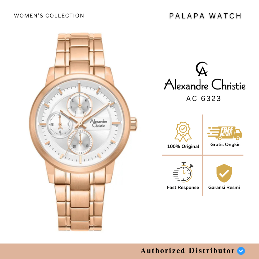 Jam Tangan Wanita Alexandre Christie AC 6323 / ac6323 / 6323 Rantai Multifunction Original