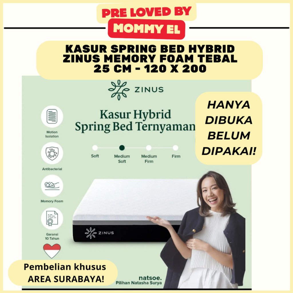 PRELOVED/BEKAS LIKE NEW KASUR SPRING BED HYBRID ZINUS MEMORY FOAM TEBAL 25 cm - 120 x 200