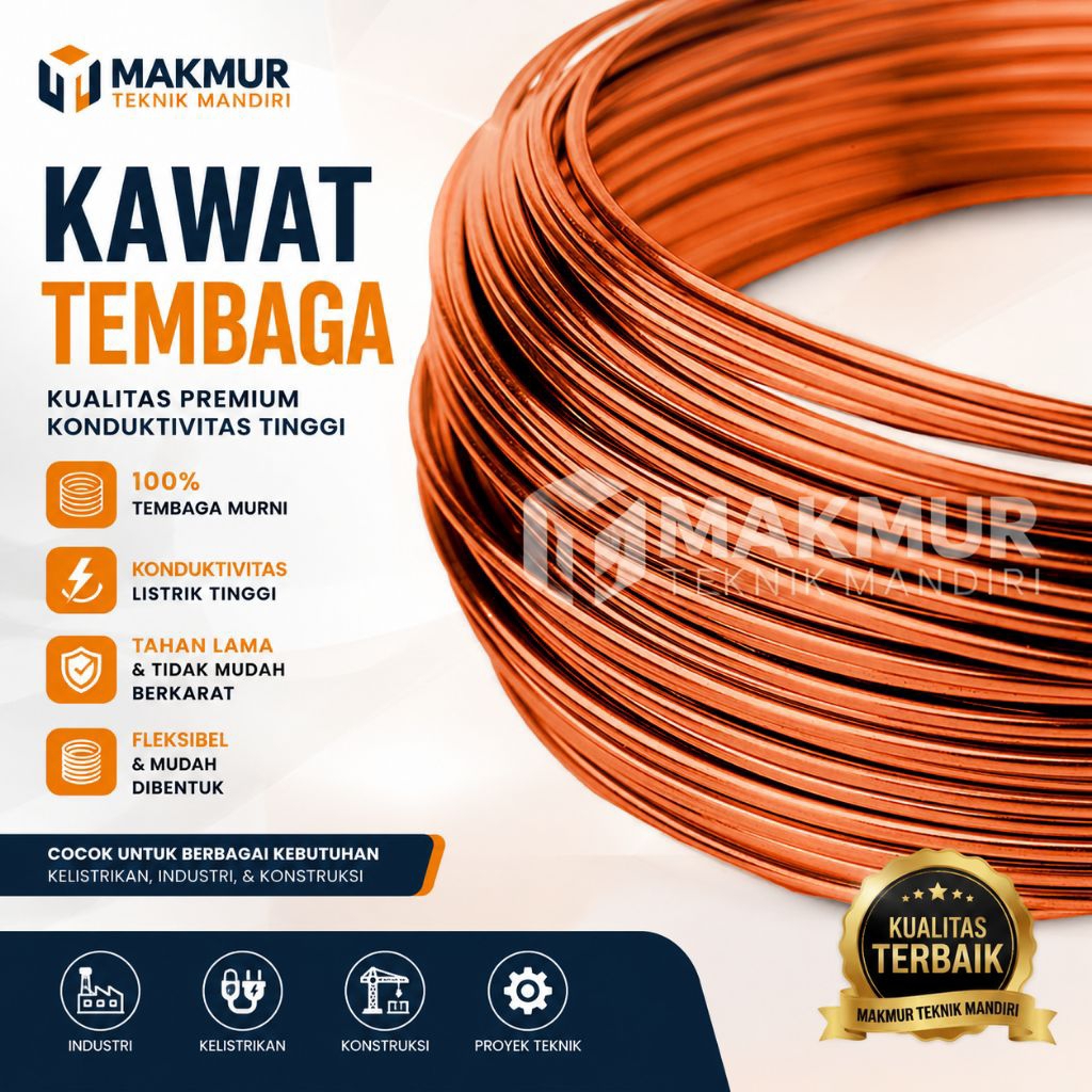 kawat tembaga 3 mm x 1000 mm tembaga murni