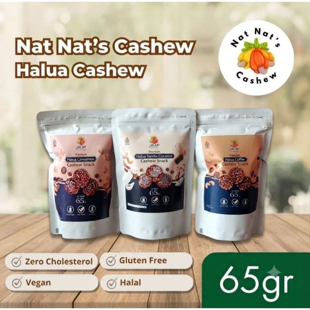 "Nat - Nat's Cashew"- Mini Halua Cashew 65 gr -  Cemilan Kacang Mede