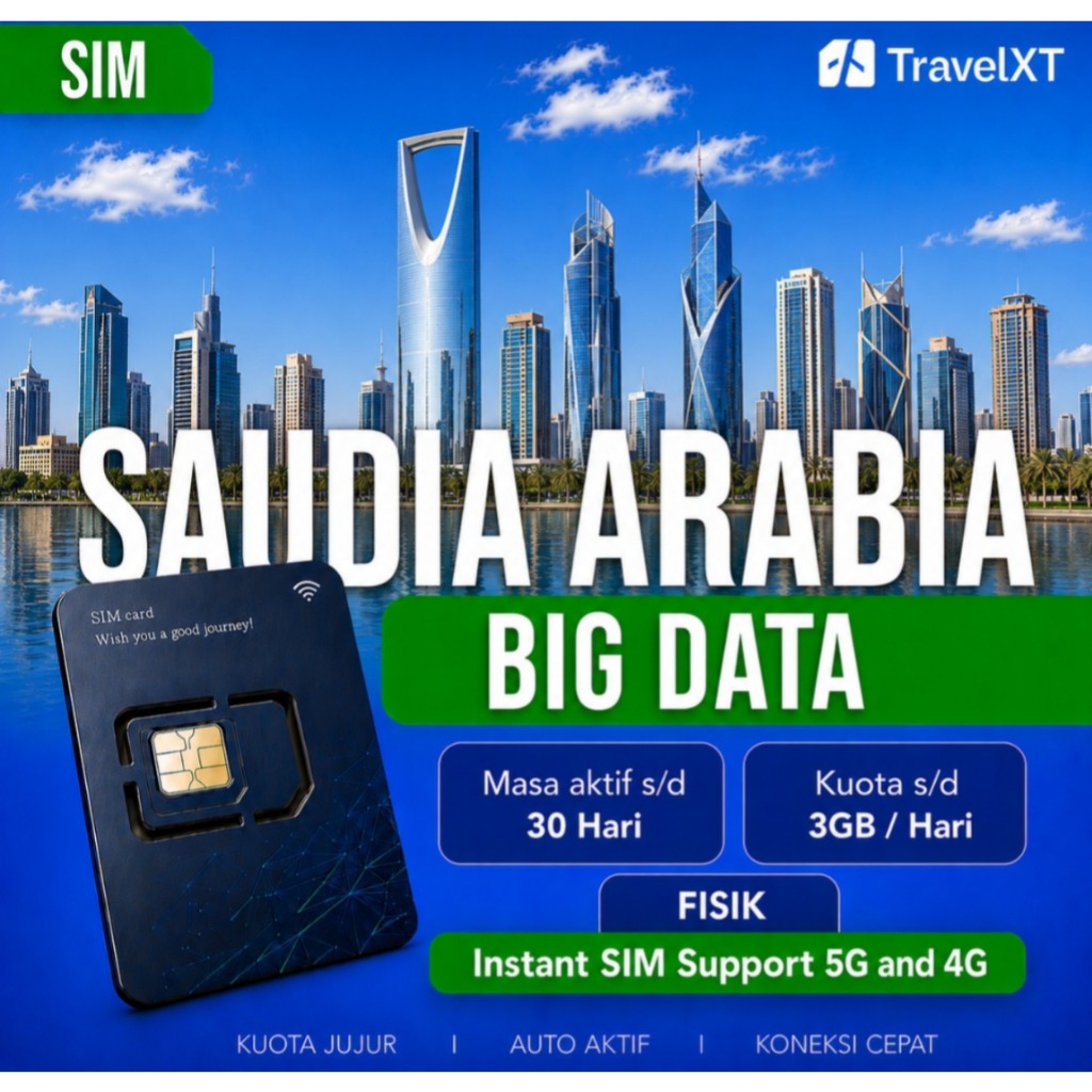 TravelXT SIM Umroh Haji Arab Saudi Big Data Mekkah Kuota | SIM Saudi Arabia Kuota Besar | SIM Umroh 
