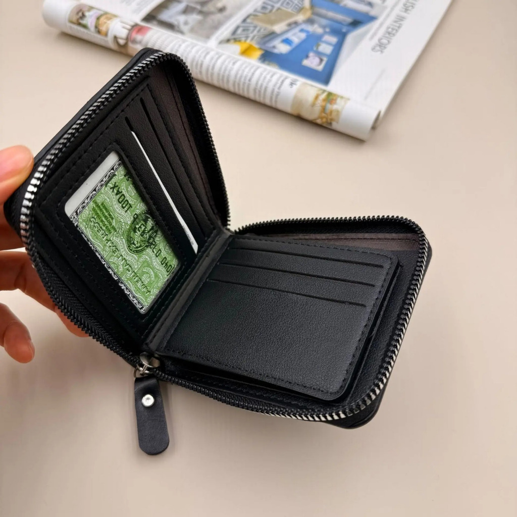 Dompet Pria Pendek Kulit Sapi Asli  Premium Resleting Full Zipper - Dompet Cowok Elegan Banyak Slot 