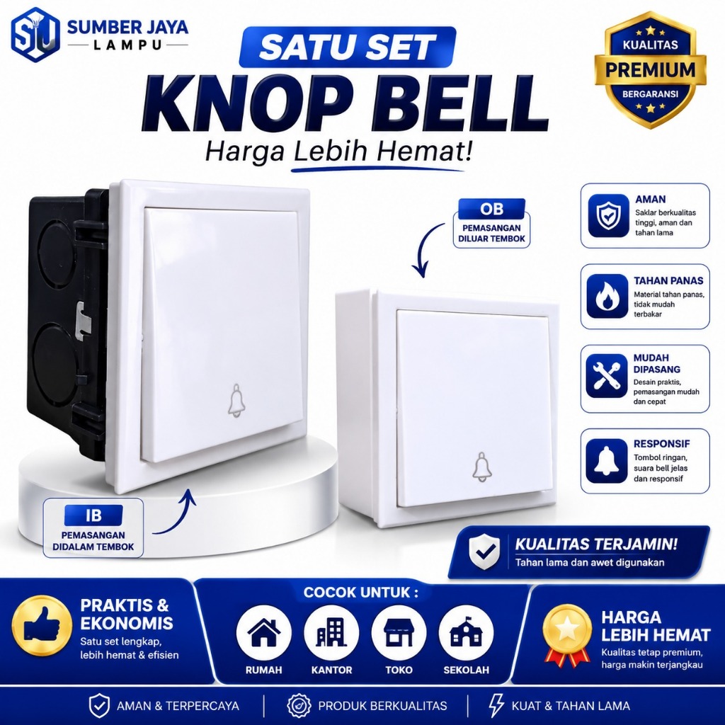 Saklar Switch Knop Bell MORGEN MG-70109 Listrik Pencetan Bell Pintu Kabel Listrik Tombol