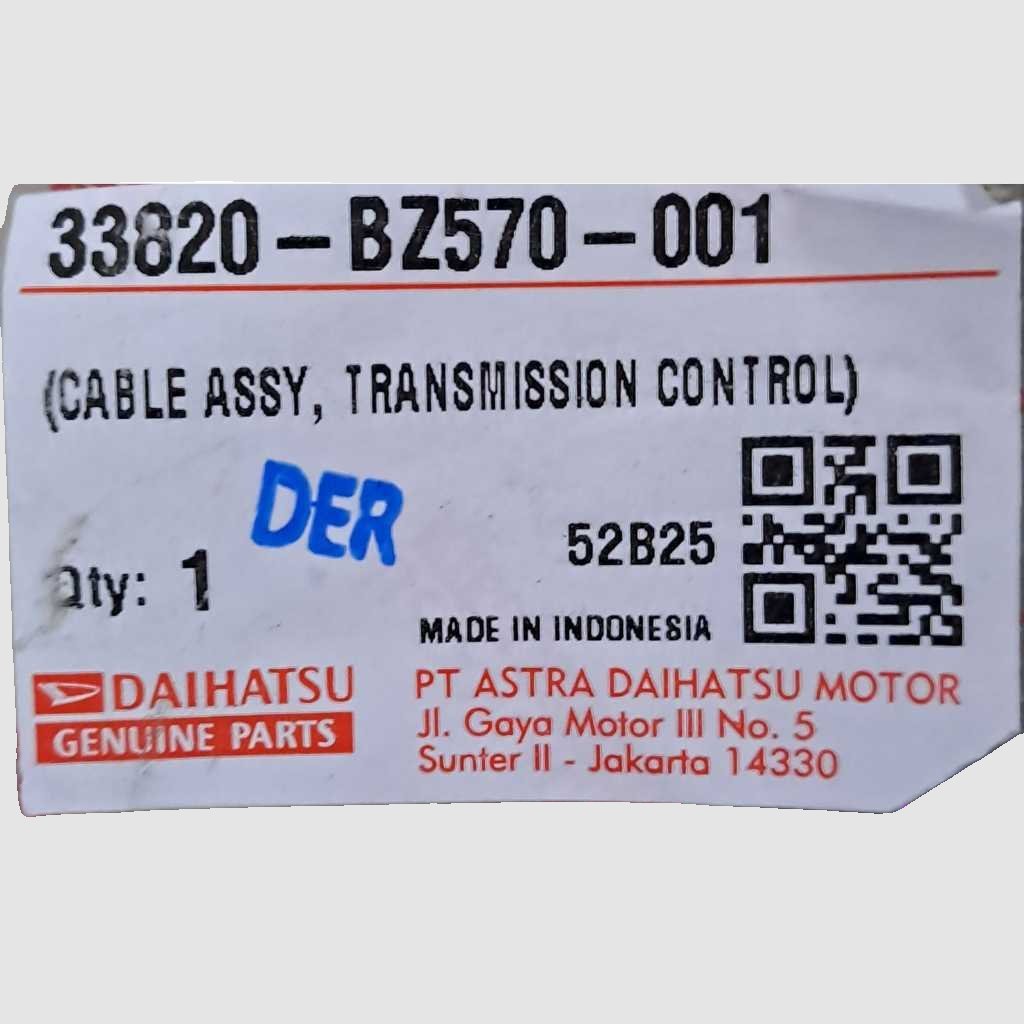KABEL TRANSMISI Daihatsu Grand Max & Daihatsu Luxio  tahun 2022 ke atas / 33820-BZ570-001