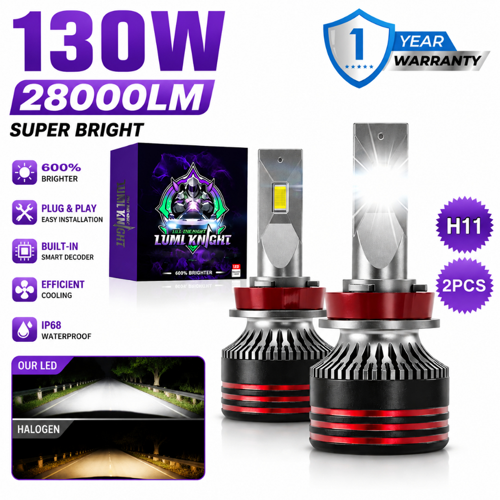 LED Headlight 130W 28000LM Super Terang 6500K Mobil Avanza Xenia Brio Agya Myvi H4 H7 H11 9005 9006