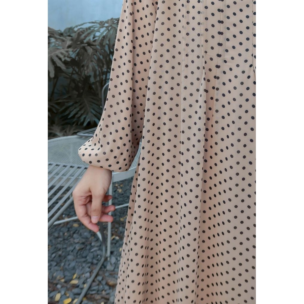 ABAYA CERUTY POLKADOT ZAFEETRI ( DRESS AJA TANPA KHIMAR)