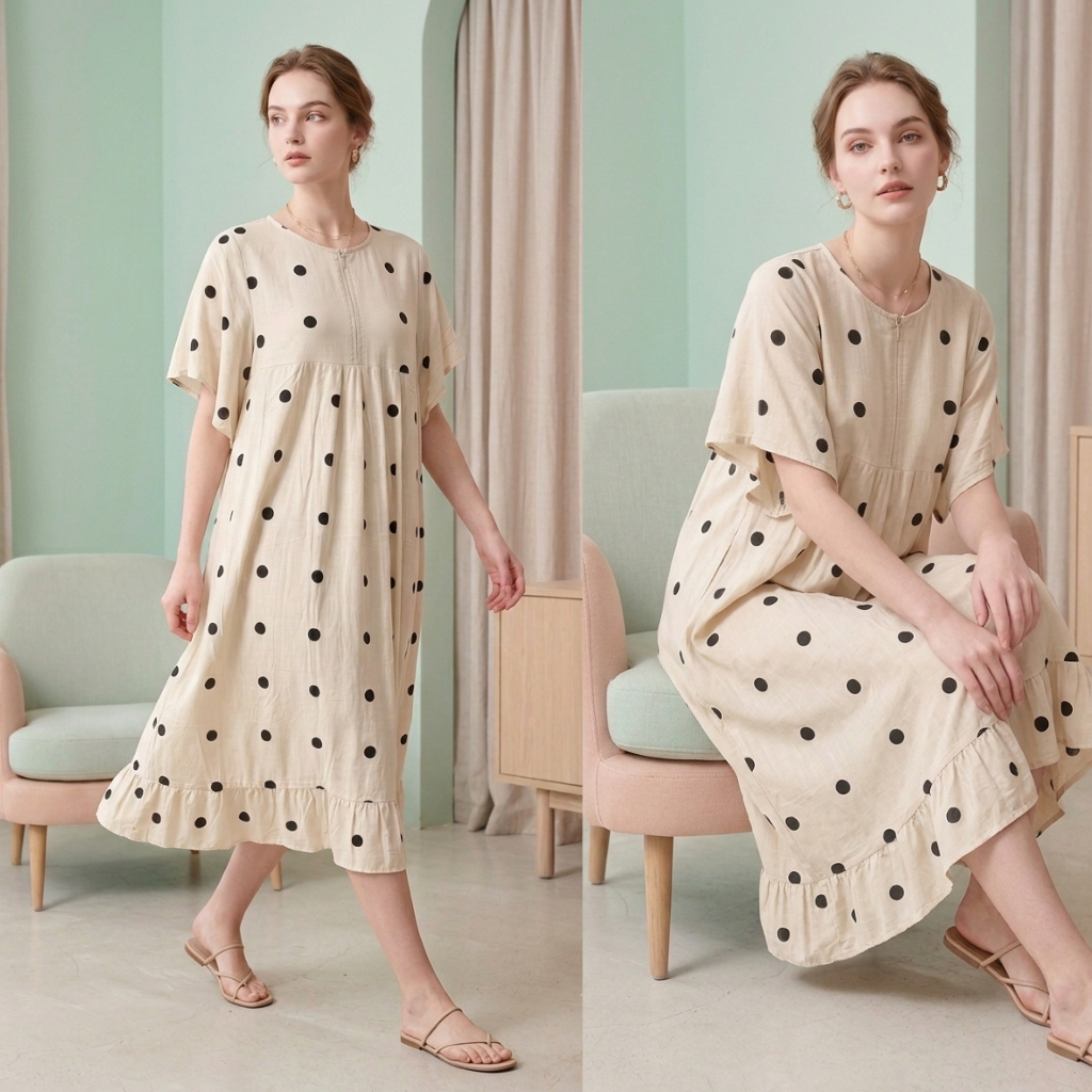 MUDE - Daster Lily bumil busui friendly / Daster kekinian viral etnik Tasik / Daster Long katun rayo