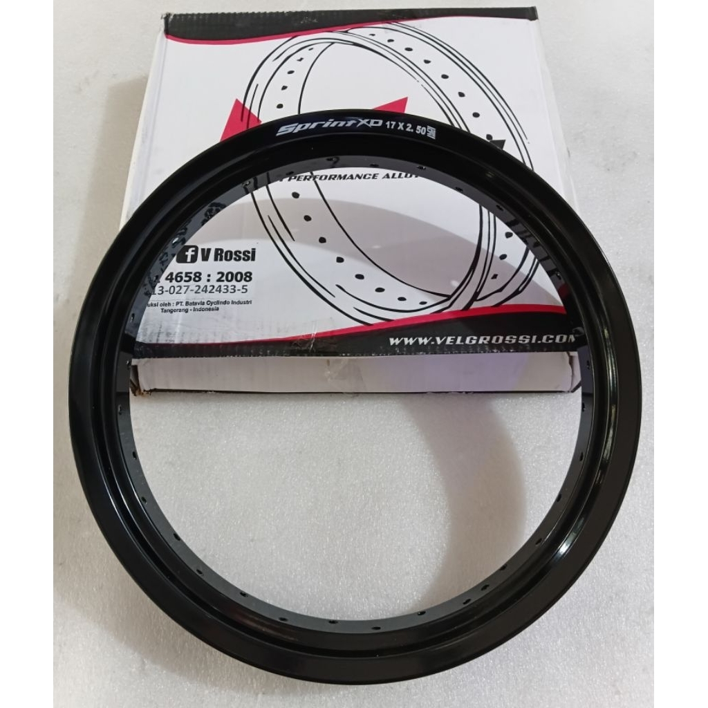 Velg Lingkar V Rossi 17-250 32H, Original V Rossi Black Glossy