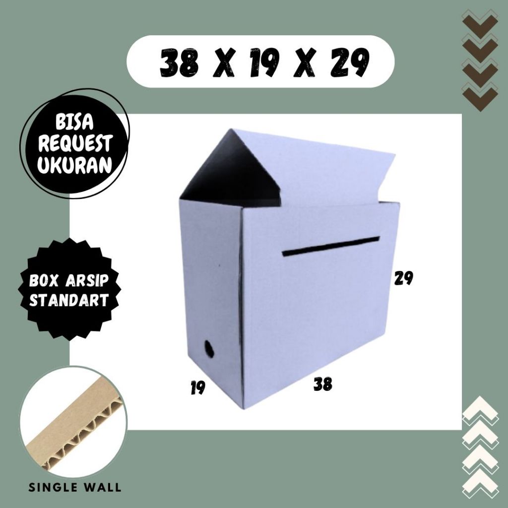 Box Arsip Standart 38x19x29 Putih Polos Kardus File Arsip Packing/polos/Arsip/File/filebox/arsipbox/