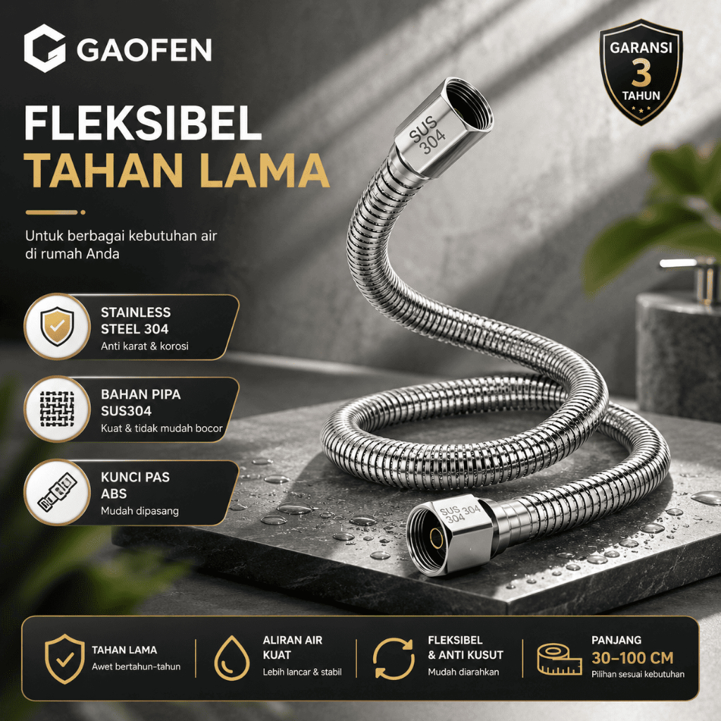 Selang Jet Shower Bidet  / Selang Shower Flexible Anyam Aliran Besar Stainless Steel