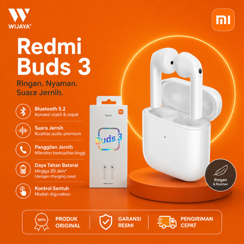 Xiaomi Redmi Buds 3 Original TWS Bluetooth 5.2 Qualcomm aptX Adaptive Dual Mic ENC Fast Pair Garansi