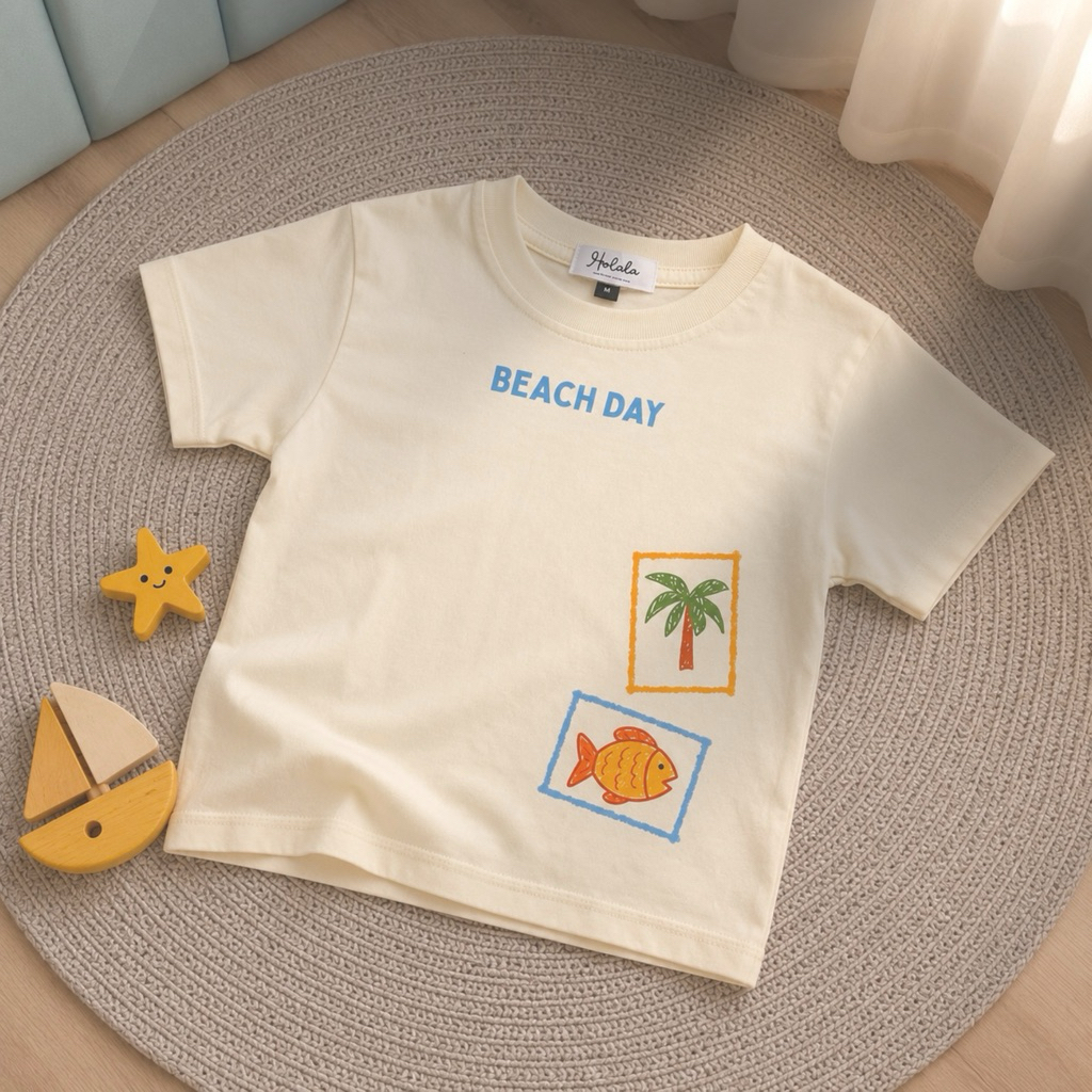 Kaos anak premium beach day / ocean theme katun nyaman