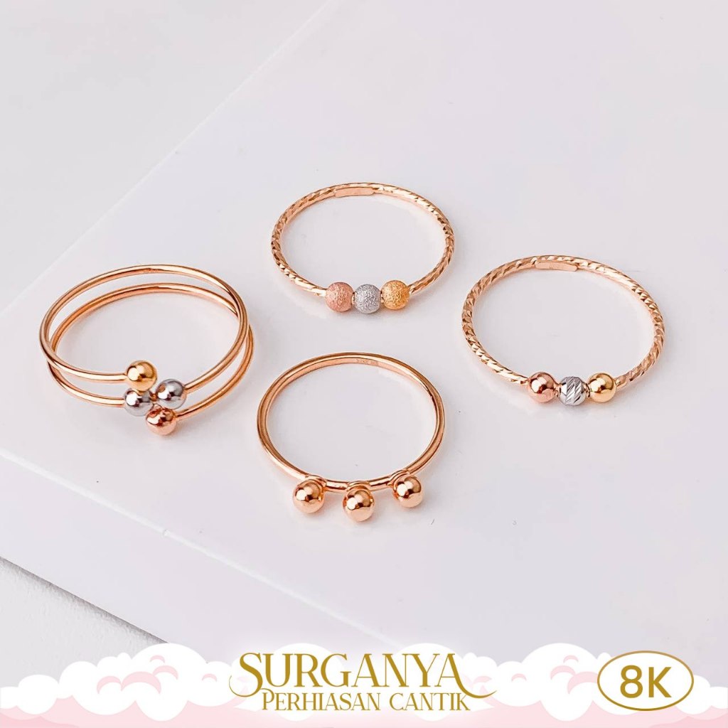 Cincin Emas Kadar 8K Model Pompom Macan Gold