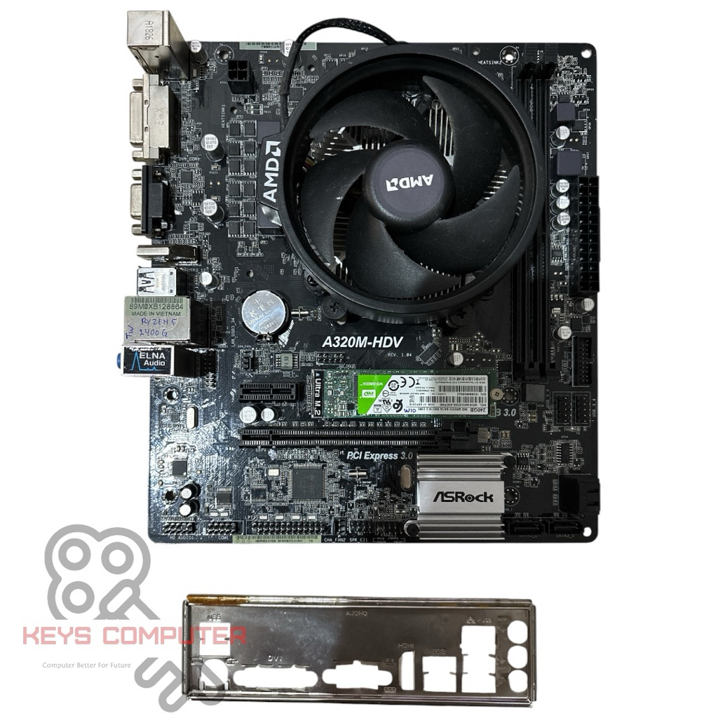 PAKETAN AMD RYZEN 5 2400G MOBO ASROCK A320-M HDV DDR4-FAN