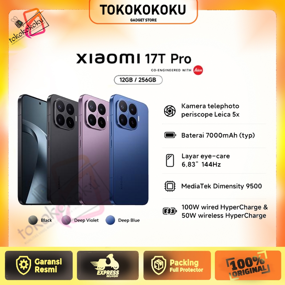 Xiaomi 17T Pro - RAM 12+512GB | Layar: 6.83" AMOLED 144 Hz-MediaTek Dimensity 9500 (3 nm) Octa-core 