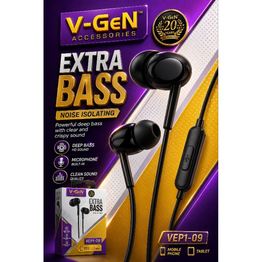 Headset V-Gen VEP1-09 Extra Bass