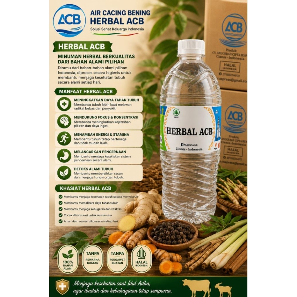 ACB AIR CACING BENING 250ML HERBAL TRADISIONAL OBAT DEMAM  TIPES