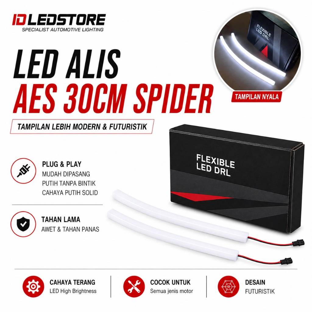 DRL Alis Spider AES 1 Mode 30 cm Flexible Soft Led Anti Bintik Grade A