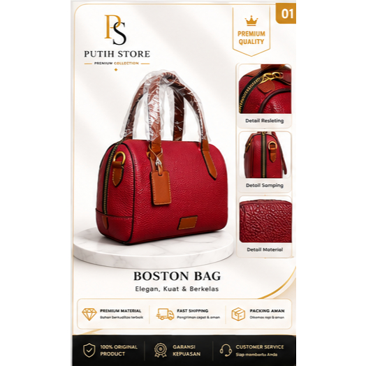Boston Bag Tas Kulit Wanita Kulit Sapi Asli Berkualitas