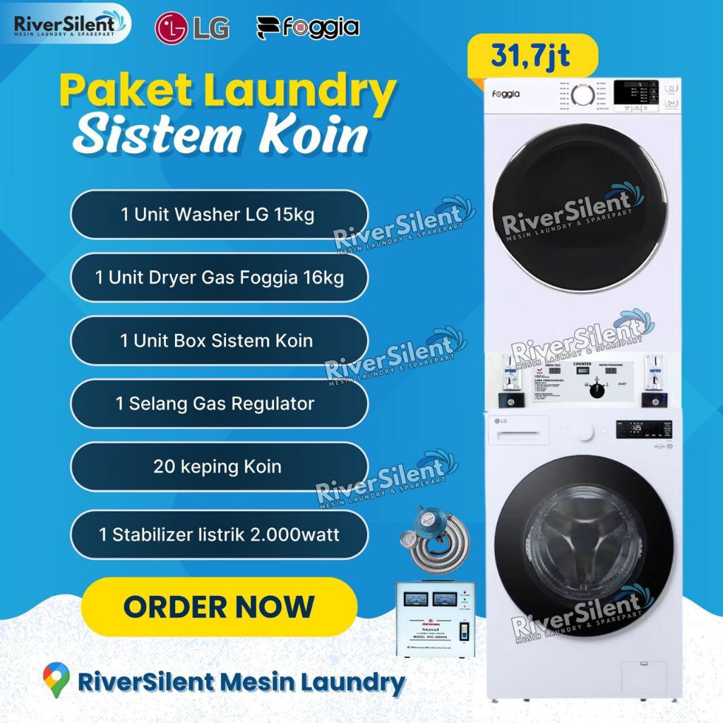 paket mesin laundry coin foggia | usaha laundry self service