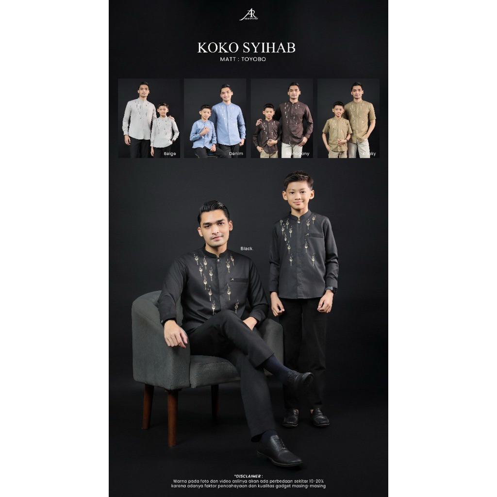 KOKO SYIHAB SERIES COUPLE AYAH & ANAK BY ARRAFI || Koko Lengan Panjang Bahan Toyobo dengan Variasi B