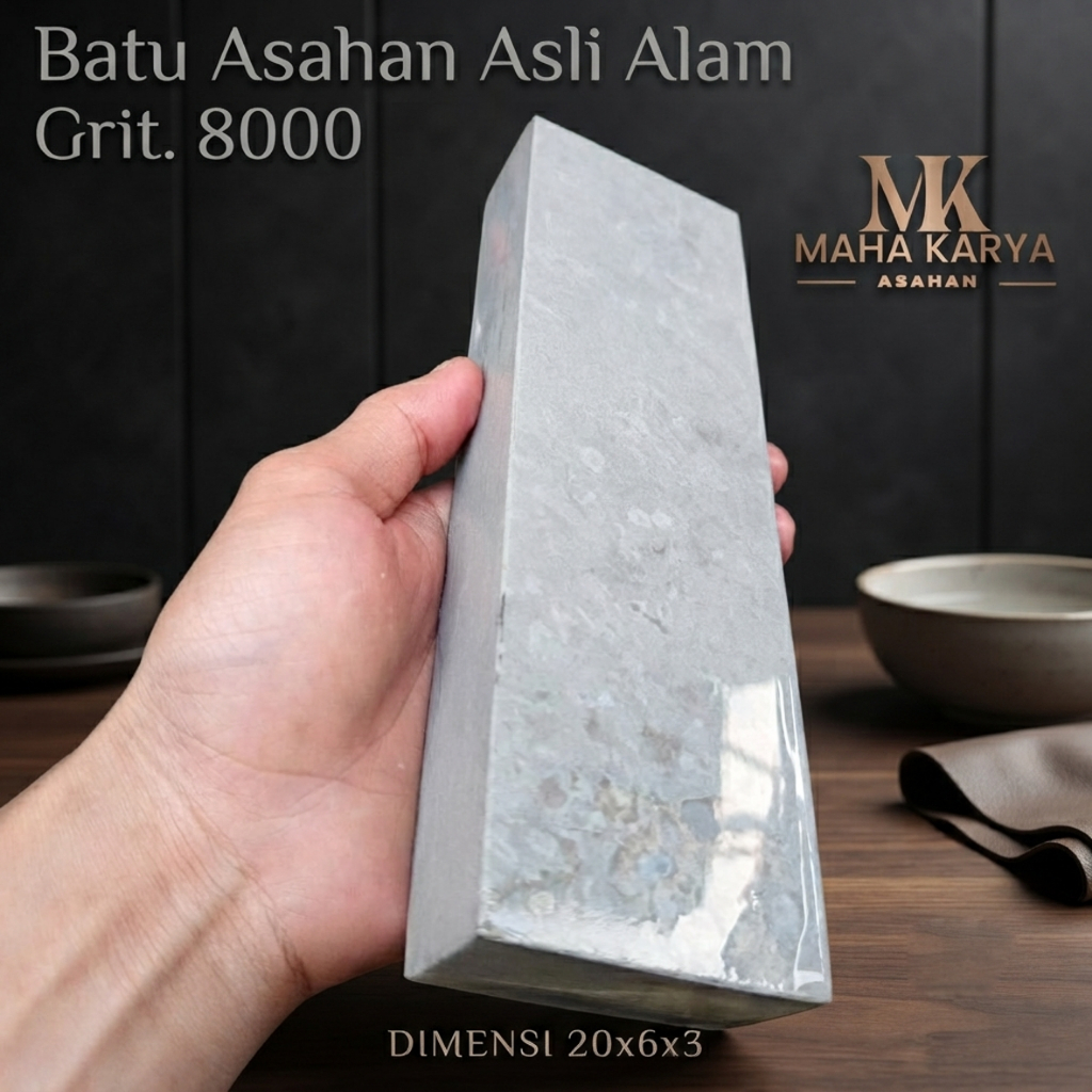 BATU ASAHAN PISAU GRIT. 8000 DIMENSI 20X6X3 ASLI ALAM BOGOR BERKUALITAS