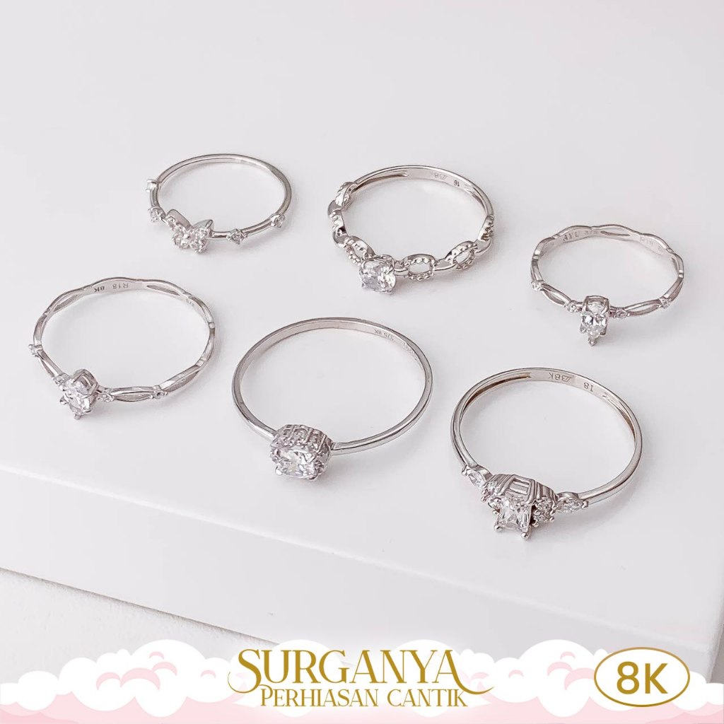 Cincin Emas Putih Kadar 8K Model Solitaire Macan Gold