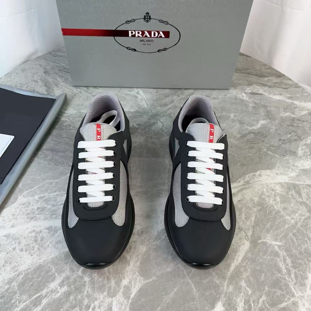 PRADA America's Cup fabric rubber low cut sports and leisure shoes for men, black