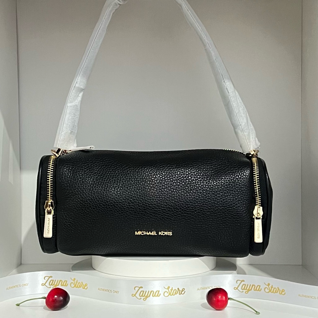 MK Michael Kors Jet Set Genuine Pebbled Leather Sling & Shoulder Bag - Black Original