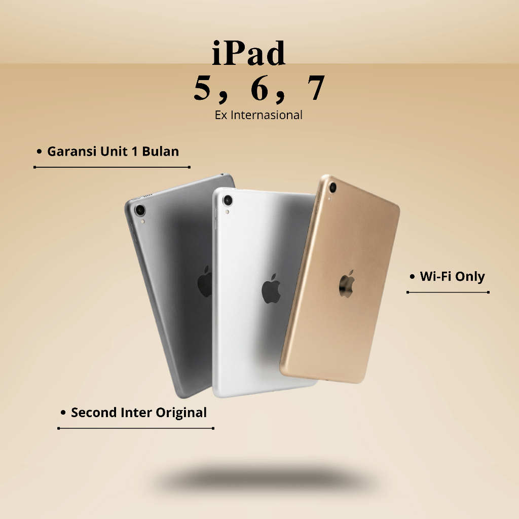 COD // IPAD 5, IPAD 6 DAN IPAD 7 // SECOND INTER ORIGINAL // WIFI ONLY // GARANSI 1 BULAN //