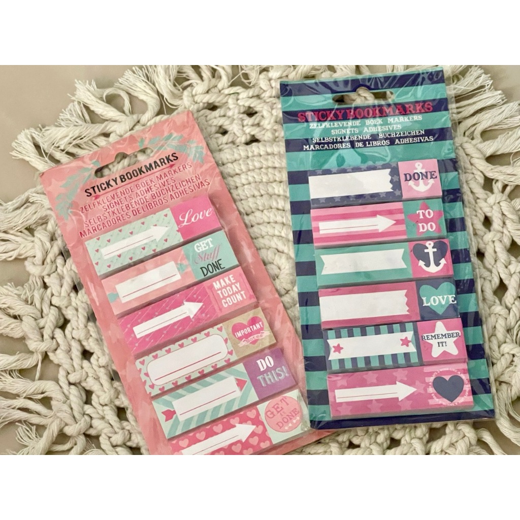 Sticky Bookmarks Aesthetic / Pembatas Buku Sticky Notes Motif Lucu (Isi 2 Pack)