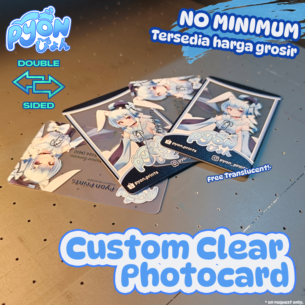 Custom Photocard PVC Transparan Cetak UV ( 2 sisi ) - Kartu foto clear UV Printed