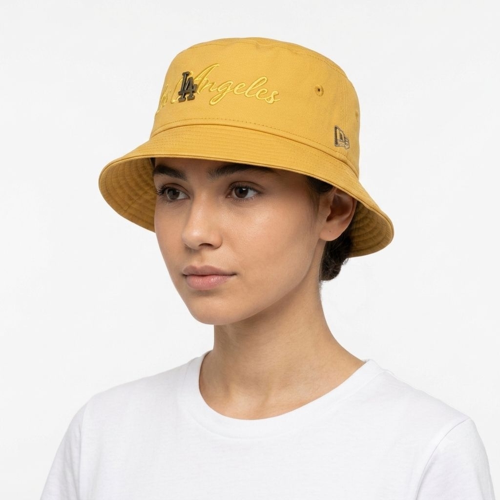 TOPI BUCKET HAT NEW ERA LA CAP YELLOW NEW ORI BNIB