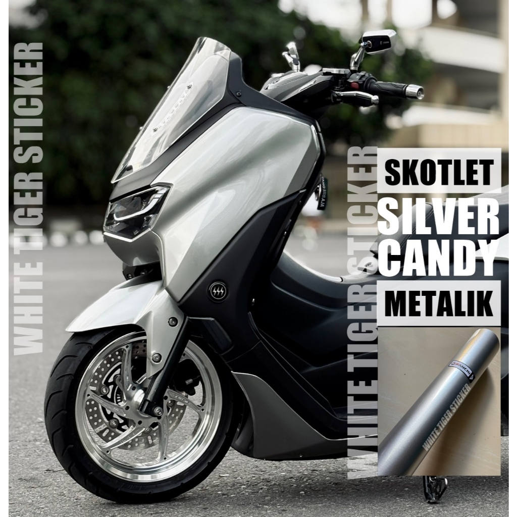 SKOTLET STIKER SILVER SKOTLET SILVER METALIK CANDY SKOTLET SILVER GLOSY SKOTLET FANCH PREMIUM
