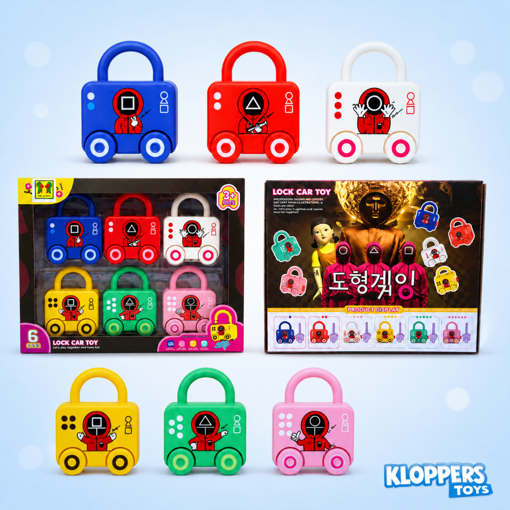Mainan Anak Lock Car Toy Squid Game Character - Mainan Mobil Set Squid - Bentuk & Warna 6 PCS