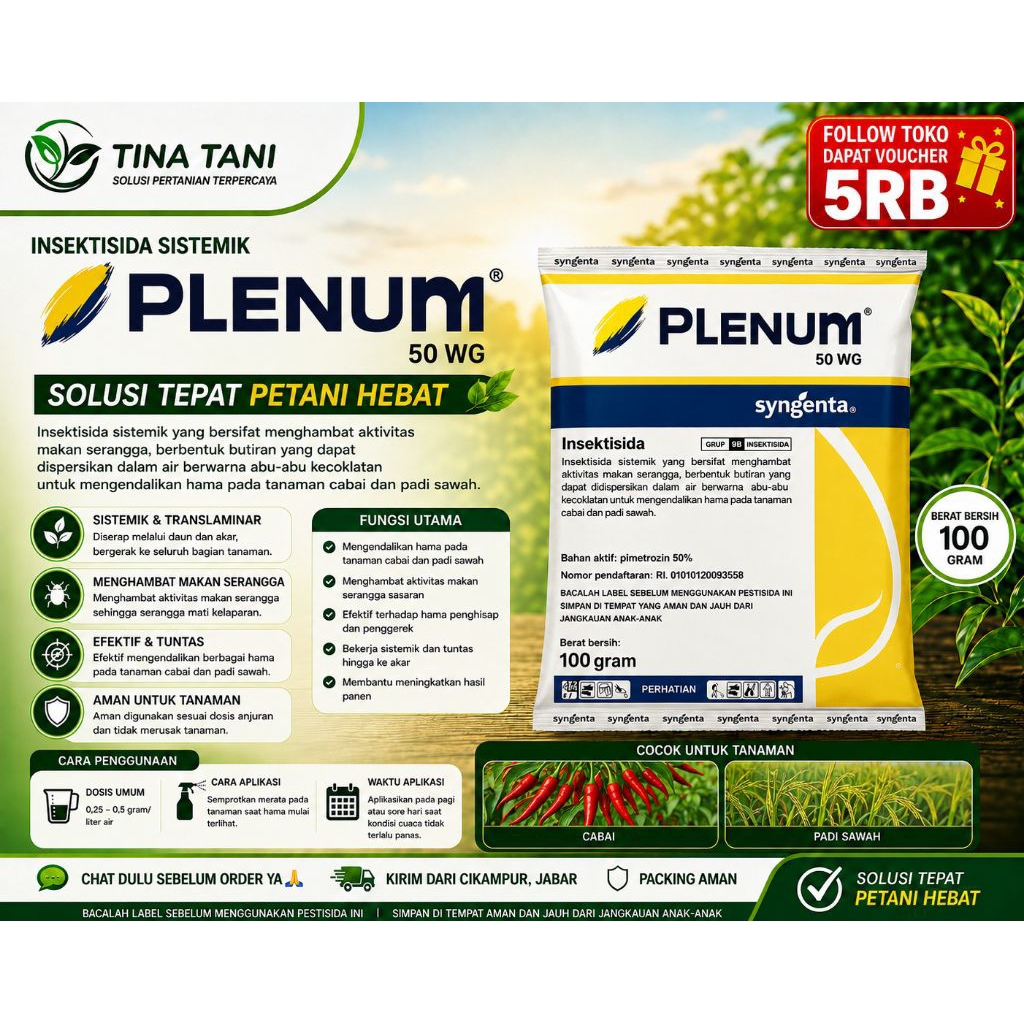 Insektisida Plenum 50WG 100gr Syngenta | Pimetrozine Obat Wereng Kutu Daun Thrips Cabai Padi