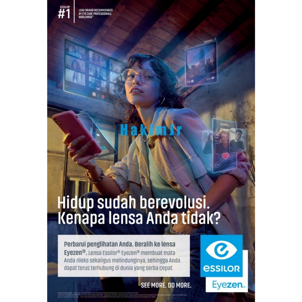 Lensa Essilor Eyezen Start / Boost / Kids Blue UV Capture Crizal Prevencia