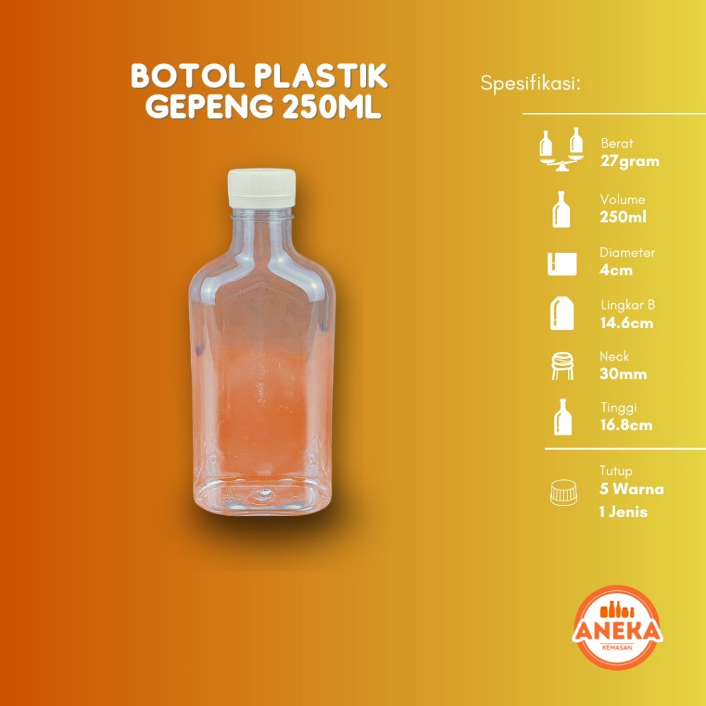 Botol Plastik Gepeng 250 / 300 ml Botol Mansion Gepeng 250ml Plastik Tebal PET Food Grade