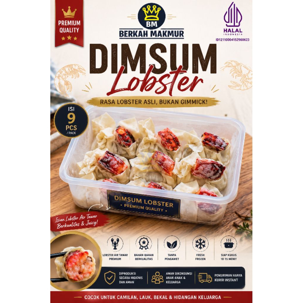 DIMSUM LOBSTER FROZEN PREMIUM ISI 9 HALAL DIMSUM UDANG LOBSTER FROZEN FOOD