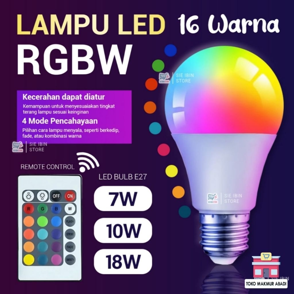 Lampu Bohlam LED RGB Berubah Warna Warni Lengkap Dengan Remote Lampu Hias Warna Warni