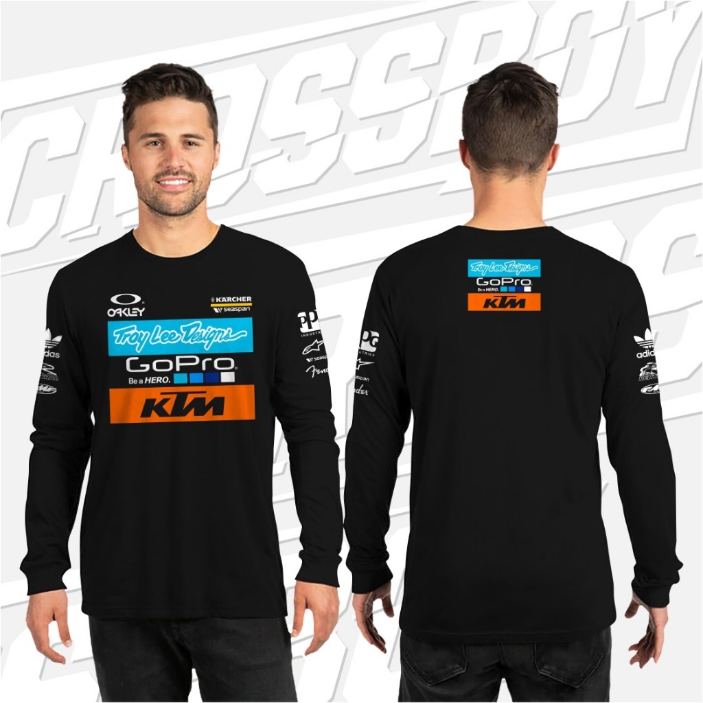 Baju Kaos Distro Pria Lengan Panjang Motorcross Supermoto Bahan Tebal Katun Combed 24s