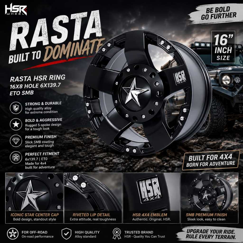 Hsr rasta ring 16 lebar 8 pcd 6X139,7 et0 SMB