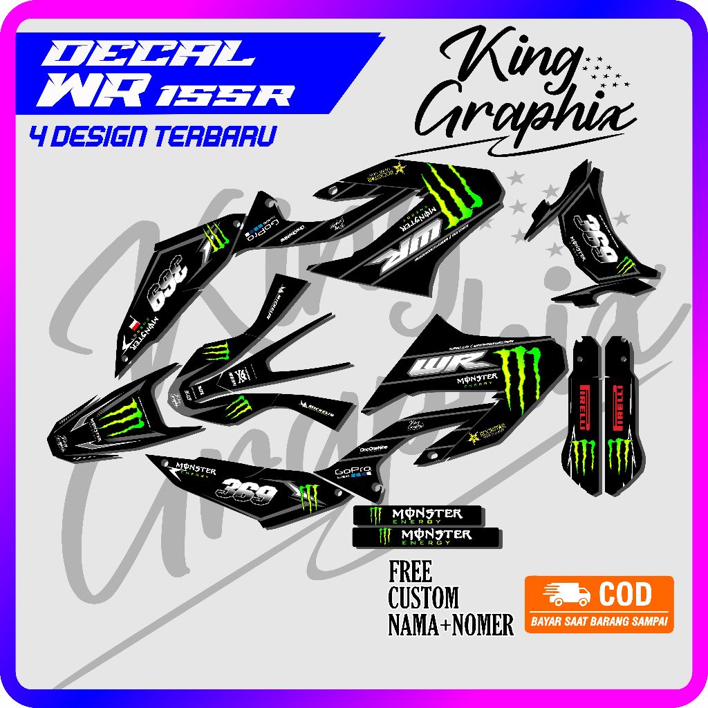 DECAL FULL BODY WR 155 MONSTER VARIAN SUPERGLOSSY HOLOGRAM CHROME PREMIUM BY KING GRAPHIX