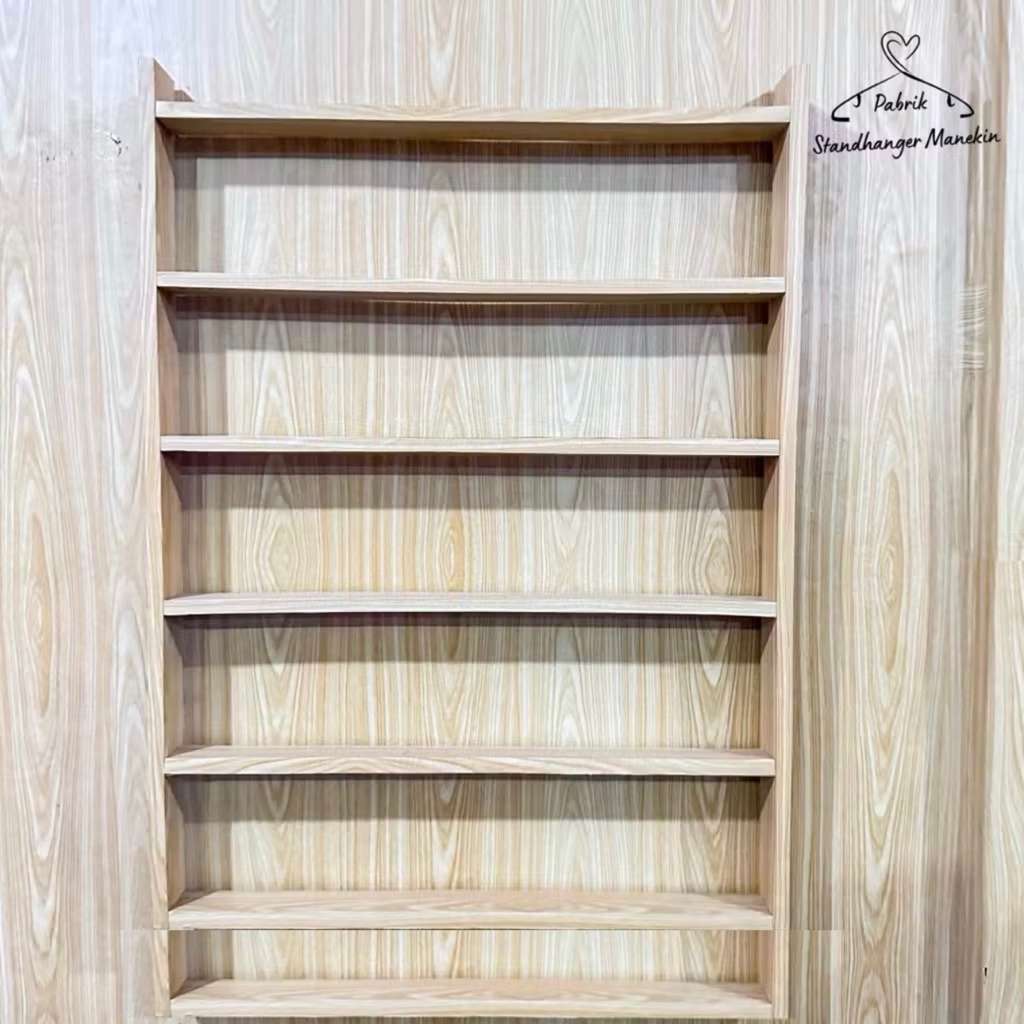 Rak Figura Kayu | Rak Miniatur warna Natural Kayu | Rak Dinding Kayu Big Size | Rak Pajangan Dinding