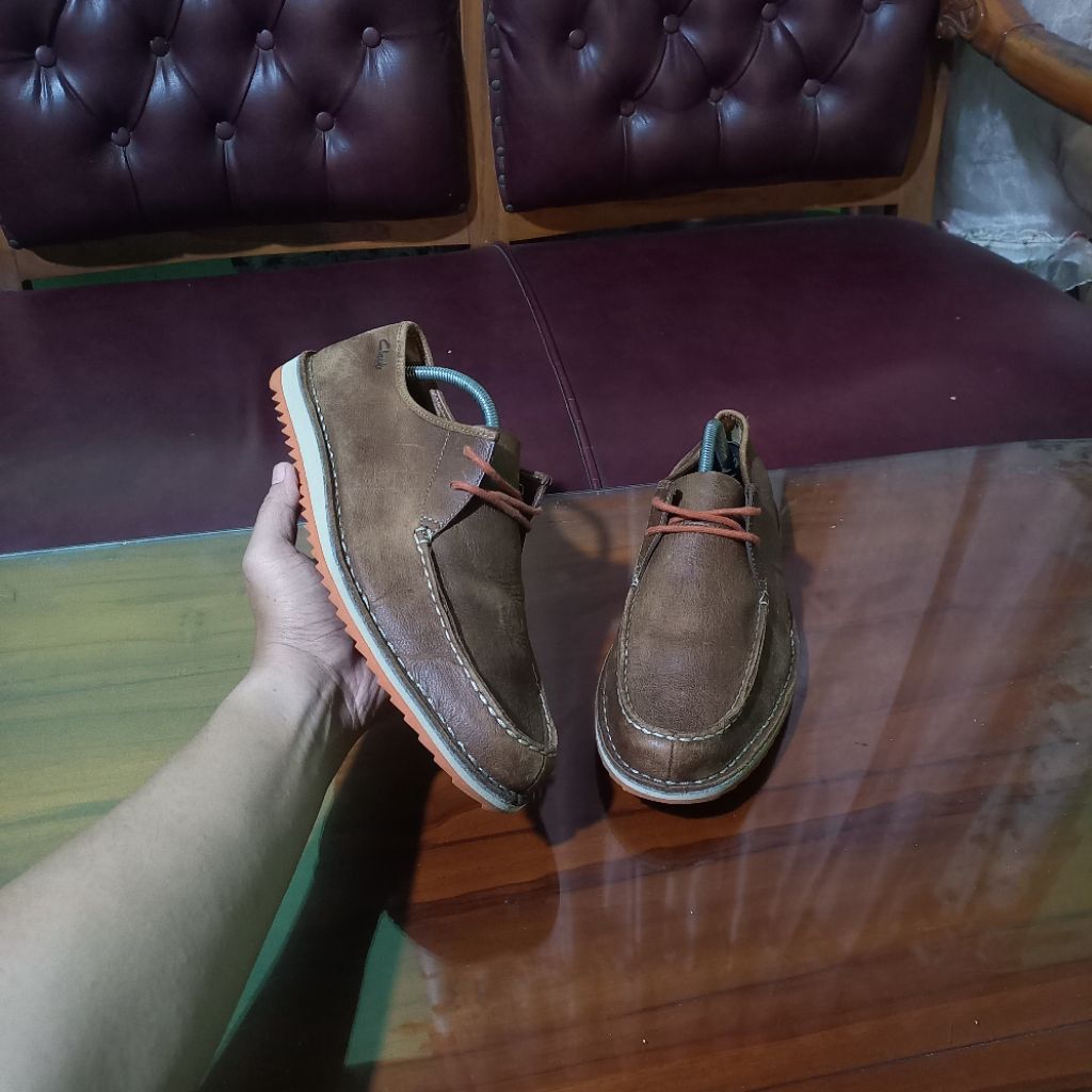 CLARKS MAXIM EDGE BROWN | SEPATU KULIT SECOND BRANDED | SNEAKERS PRIA FORMAL KASUAL