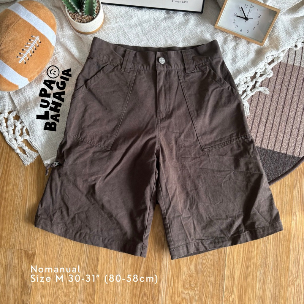 NOMANUAL Brown Cotton Short Pants size M fit 30-31" | 100% original (celana pendek)